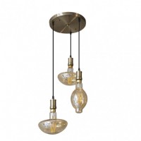 Distribuidor - Lâmpadas Diversas | Lâmpadas Modernas | LAMPARA DANTE 3XE27 CUERO/AMBAR BOMBILLAS INCLUIDAS 24W 3000K 1920LM REGX45X45 CM Ref: 166883014